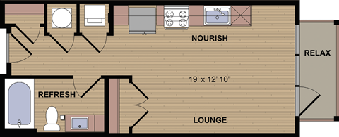 S1A_Studio 1 Bath_424sqft